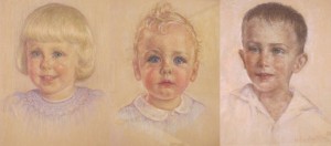 Helen Baxter’s handiwork: Kitty Crosby and Ned Dayton as toddlers in 1941; Tad Piper in 1953.