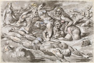 Reginald Marsh, "Coney Island Bathers," c. 1946, Chinese ink and watercolor Bequest of Felicia Meyer Marsh 82.103.1