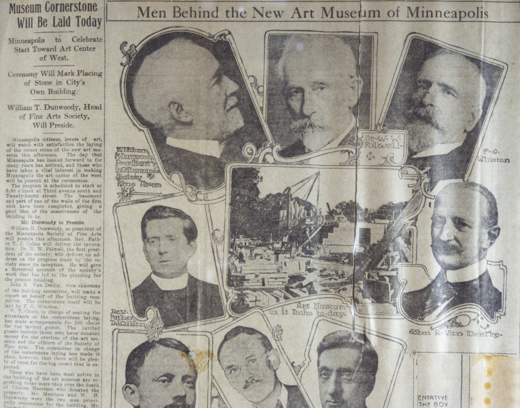 An illustration of the MIA's founding fathers, including William Hood Dunwoody in the upper left. Clinton Morrison, who donated the land, died before opening day.