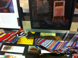 Renee Larson's bow tie designs inspired by Joan Miró "Head of a Woman" (left) and the bandolier bag at the MIA.