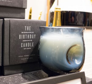The birthday-year candle, hand-blown by Michael Boyd of Minneapolis.