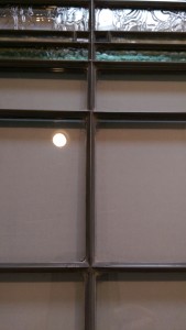 Detail of zinc caming on conserved windows shows the clean solder joints of experienced glass artists.