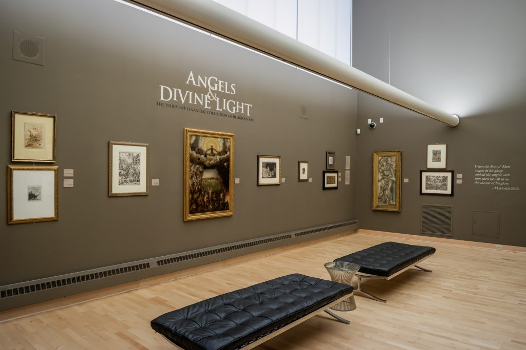 A past exhibition in the Thrivent art gallery, on the skyway level of its downtown Minneapolis headquarters.