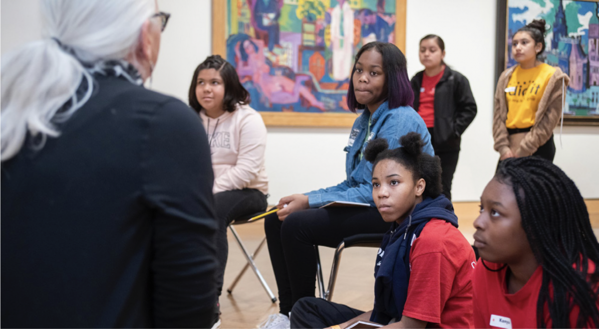 Students on an “empathy tour” at Mia. Major support for the Center for Empathy and the Visual Arts at Mia provided by The Andrew W. Mellon Foundation. Generous support provided by Nivin MacMillan, Kaywin Feldman and Jim Lutz, Hubert Joly, John and Nancy Lindahl, Marianne Short and Raymond Skowyra, Jr., Richard and Jennie Carlson, Ken and Linda Cutler, Alfred and Ingrid Lenz Harrison, Leni and David Moore, Jr., Sheila Morgan, John and Carol Prince, Joan and John Rex, and donors to the 2018 Mia Gala.