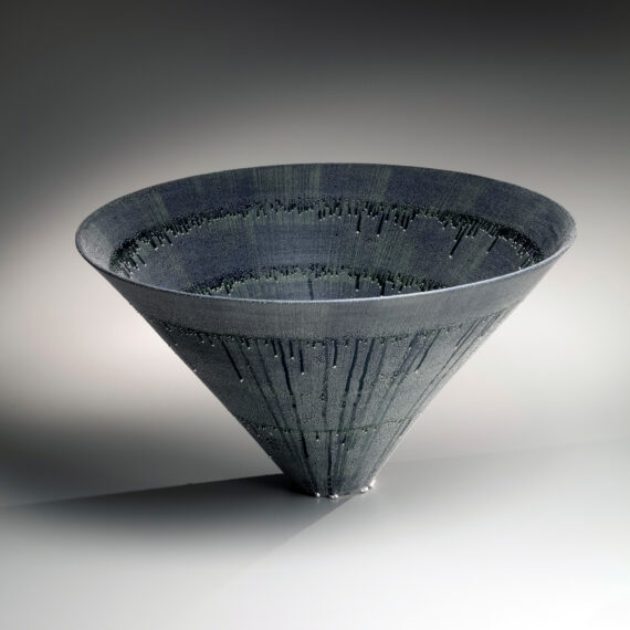 Large bowl with silver mist decoration over color