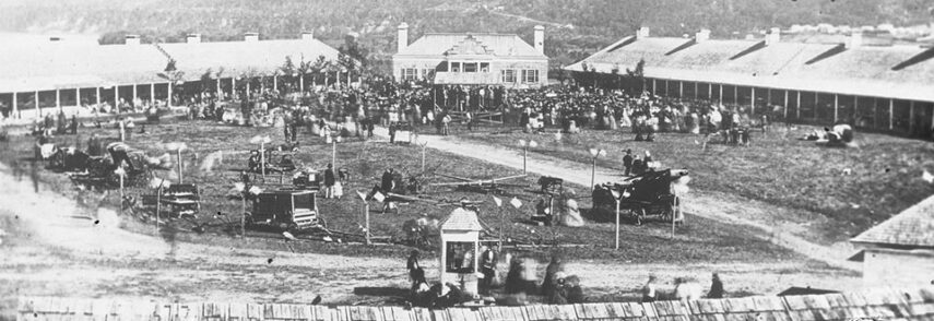 Black-and-white of the state fair in 1860