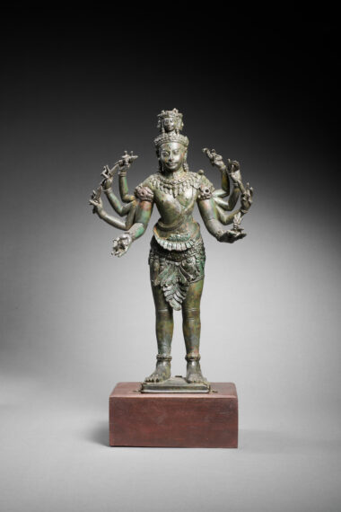 Bronze statue of Shiva with eight arms