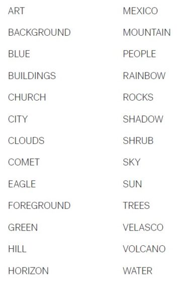 List of words to find in the Word Search puzzle