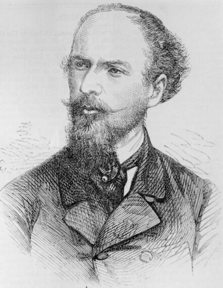 black-and-white drawing of Henri Mouhot 