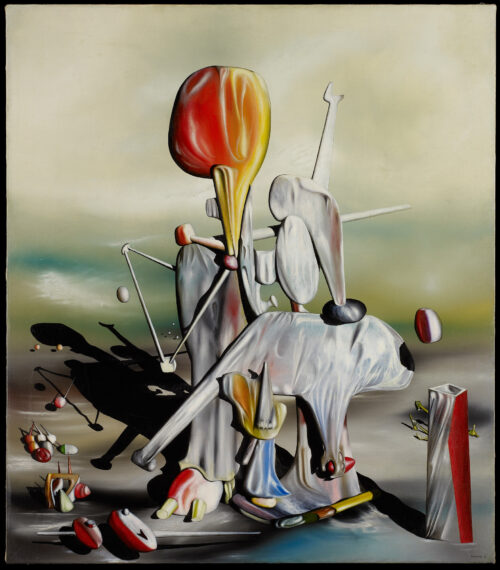 Surreal abstract composition with organic forms and shadows.