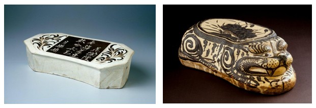 Two ornate ceramic objects with intricate designs.