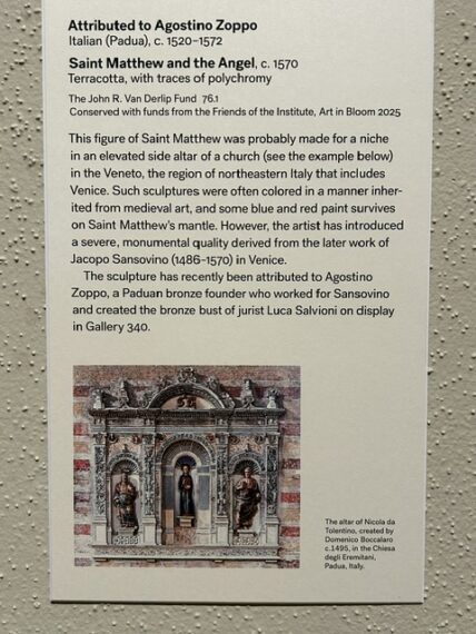 Exhibit label text for Saint Matthew and the Angel text