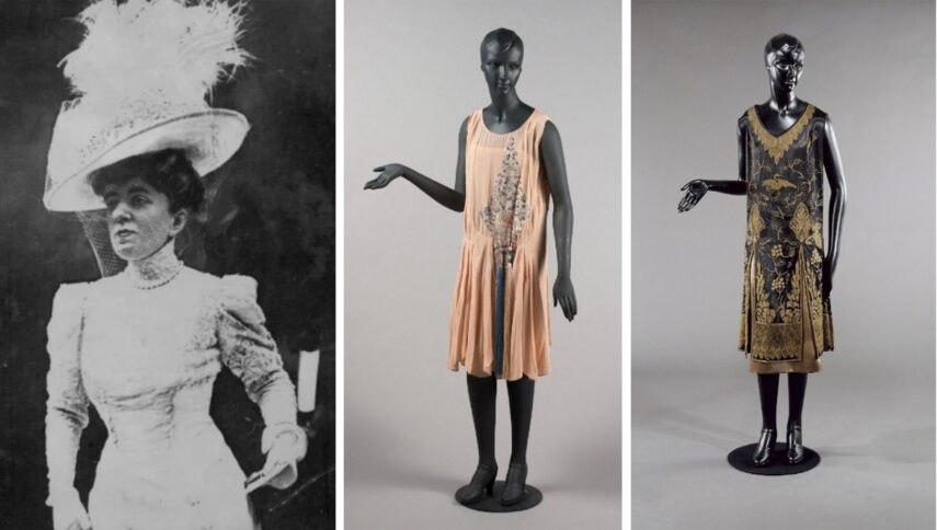 The image shows three women's fashion styles displayed side by side.